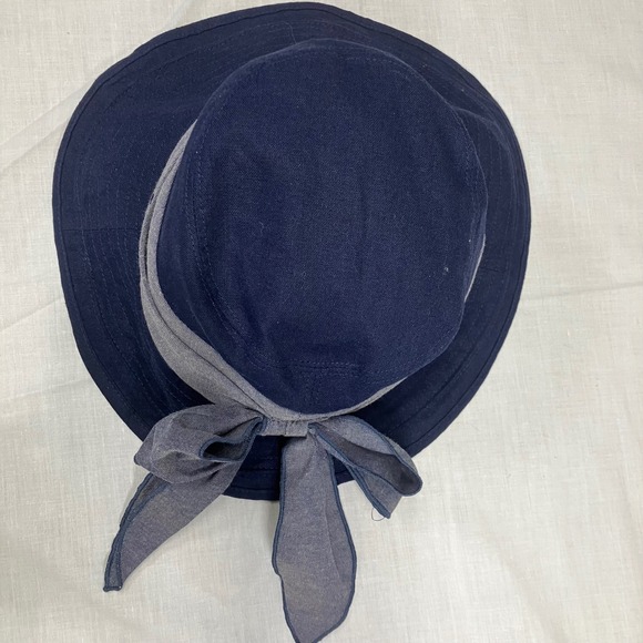 Duluth Trading Company Women Blue Wide Brim Sun Rootstock Bucket Hat Bow S M EUC - Picture 4 of 8